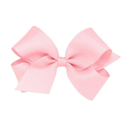 Wee Ones - Girls' Plain Wrap Classic Grosgrain Hair Bows on a WeeStay No-Slip Hair Clip, Pink Image 1