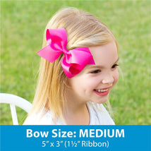 Wee Ones - Girls' Plain Wrap Classic Grosgrain Hair Bows on a WeeStay No-Slip Hair Clip, Pink Image 2