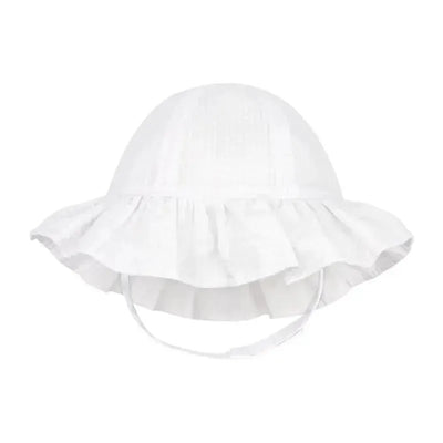 Wee Ones - Baby Girls' and Boys' Reversible Summer Ready Sun Hats, White Ruffle Image 1