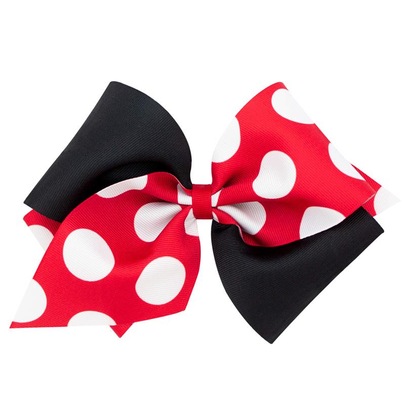 Wee Ones Girls #39 Wide King Two Tone Dot Print Hair Bow Red and Black Wee Ones Girls #39 Wide King Two Tone Dot Print Hair Bow Red and Black