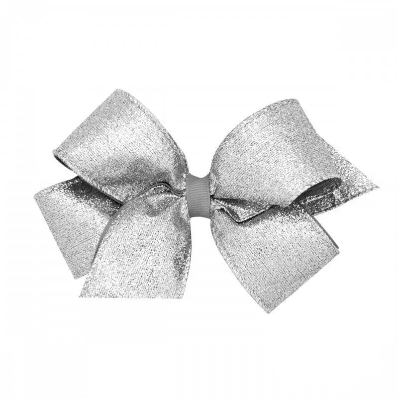 Wee Ones Medium Party Glitter Bow - Silver Image 1