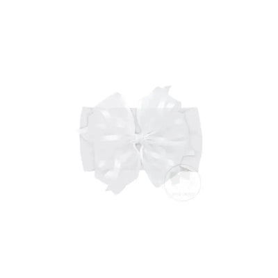 Wee Ones Medium Satin Edge Double Organza Bow On Baby Band, White Image 1