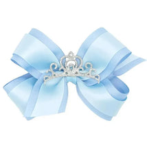 Wee Ones - Princess Grosgrain Hair Bow with Satin, Blue Image 1