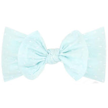 Wee Ones - Soft Shabby Dot Nylon Girls Baby Band With Matching Bowtie, Light Blue Image 1
