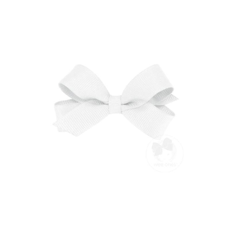 Wee Ones - Tiny Classic Grosgrain Hair Bow (Plain Wrap), Antique White Image 1
