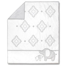 Wendy Bellissimo Hudson Elephant Reversible Quilt, Grey/White Image 1