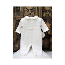 Will' Beth Ivory knit with a touch of tiny pink embroidered flowers, Coverall & Blanket Set, White/Pink Image 1
