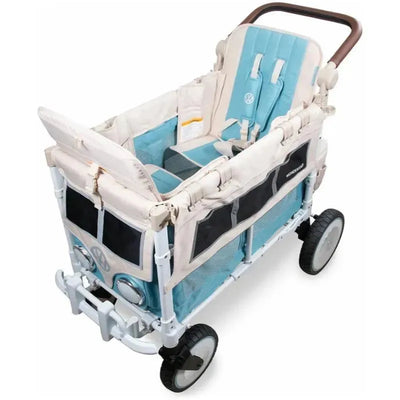 Volkswagen special edition double stroller wagon in Bondi Blue, featuring two seats, adjustable canopies, and spacious storage.