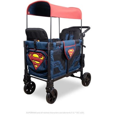 WonderFold W2 Luxe Pro (2 Seater) Double Stroller Wagon, Superman Image 1