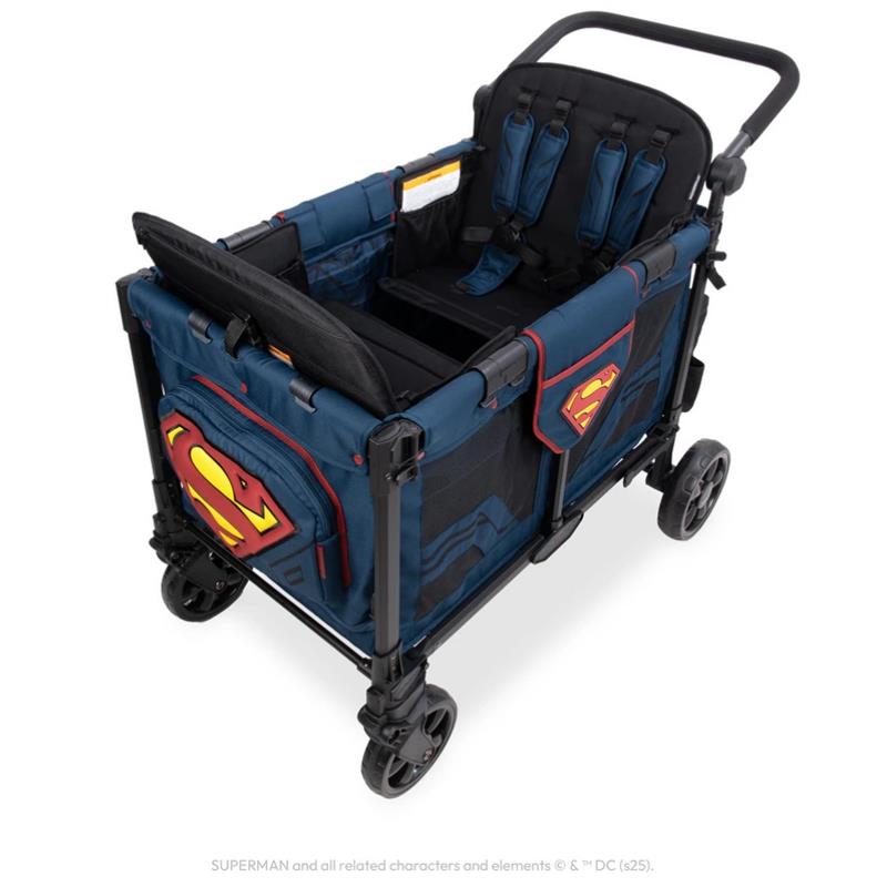 WonderFold W2 Luxe Pro (2 Seater) Double Stroller Wagon, Superman Image 9