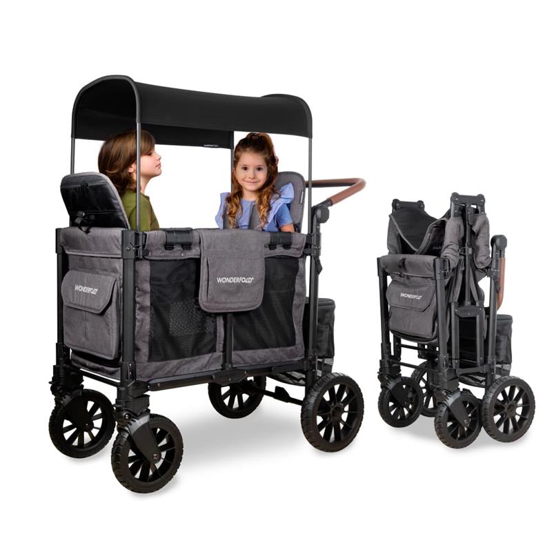 Wonderfold - W4 Luxe Pro Quad Stroller For 4 Kids, Charcoal Gray Image 2