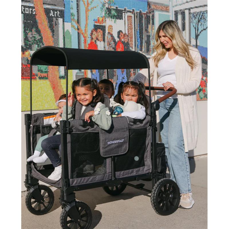 Wonderfold - W4 Luxe Pro Quad Stroller For 4 Kids, Charcoal Gray Image 4