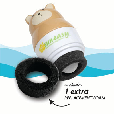 Yaya Organics Sun-Easy Sunscreen Applicator in teddy bear shape with one extra replacement foam included.
