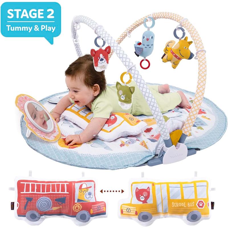 Yookidoo Baby Gym Urban Lay to Sit-Up Playmat, 3-in-1 Newborns Activity Center with Tummy Time Toys Image 6