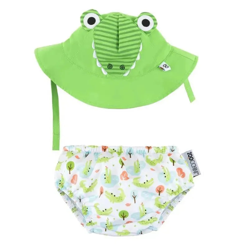 Zoocchini - Baby Swim Diaper & Sun Hat Set, Aidan The Alligator Image 1