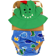 Zoocchini Baby Swim Diaper & Sun Hat Set, Devin Dino & Friends Image 2