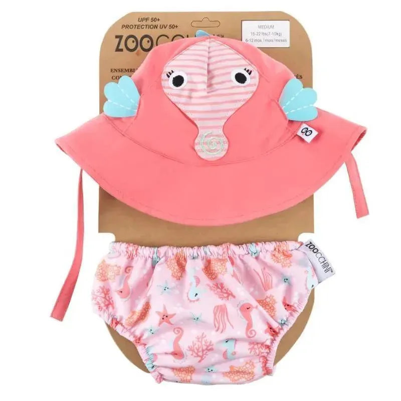 Zoocchini - Baby Swim Diaper & Sun Hat Set, Sally The Seahorse Image 2