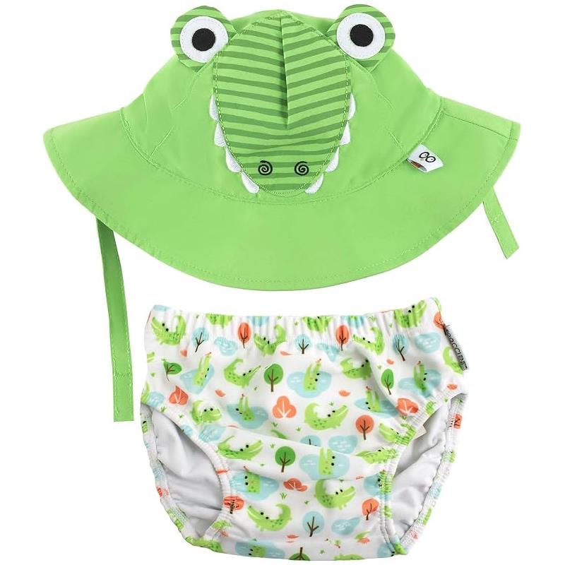 Zoocchini Swim Diaper & Sun Hat Set, Aidan The Alligator, 12/24M Image 2
