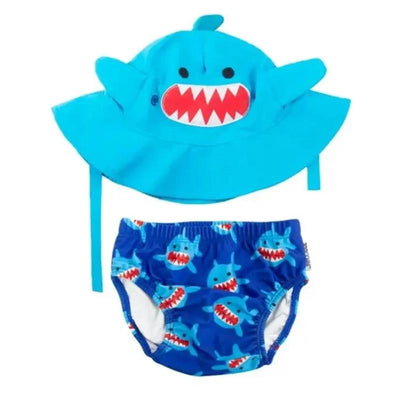Zoocchini Swim Diaper & Sun Hat Set, Sherman The Shark, 12/24M Image 1