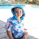 Zoocchini UPF50+ Baby Terry Swim Coverup Shark, 12/24M Image 3