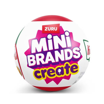 ZURU Mini Brands Create Series 1 featuring a round ball packaging with colorful branding and Krispy Kreme logo.