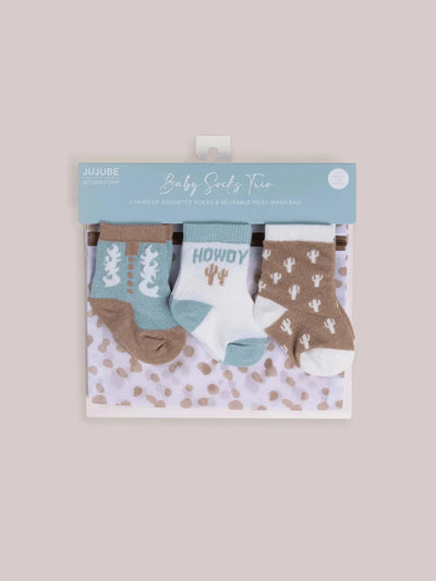 Baby Socks Trio, Howdy Partner Blue Image 1