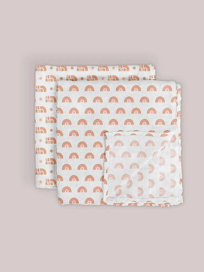 Swaddle Blanket Set, Be Kind Rainbows Image 2