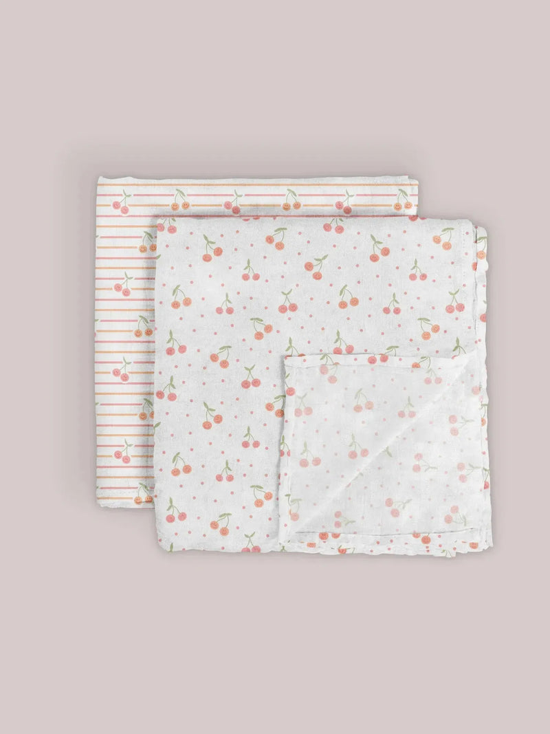 Conjunto de cobertores Swaddle - Cherry Cute por Doodle By Meg