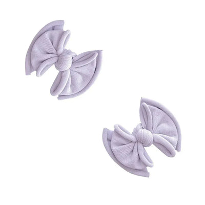 Two Baby Bling Bows light orchid fabric hair clips for babies