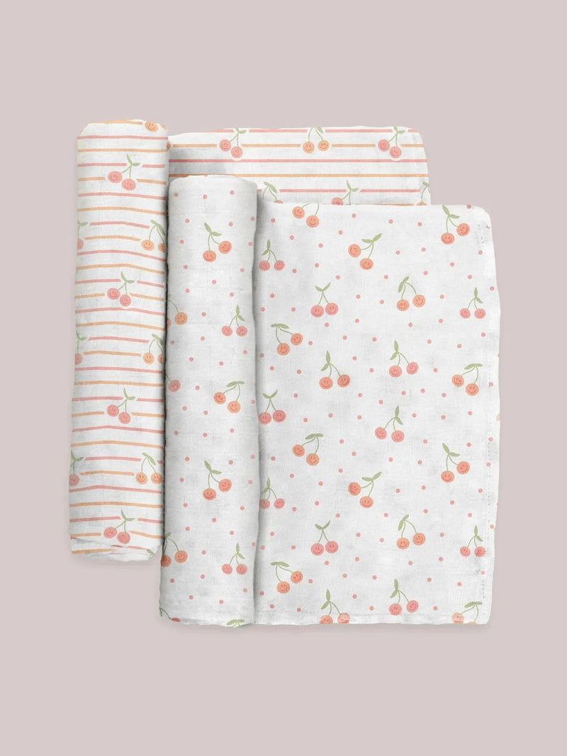 Conjunto de cobertores Swaddle - Cherry Cute por Doodle By Meg