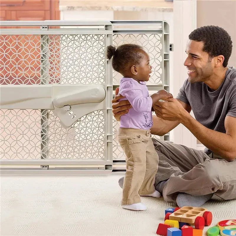 Summer Indoor & Outdoor Multi Function Walk-Thru Baby Gate - Beige Image 3