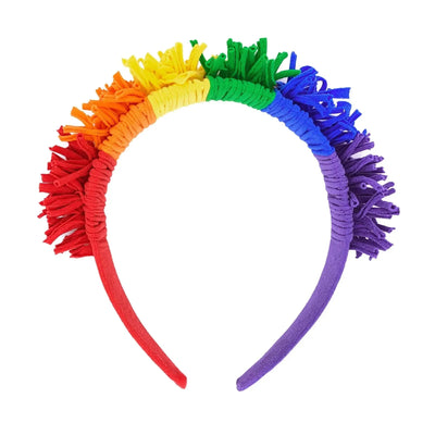 Baby Bling Bows fringe hard headband in primary rainbow colors