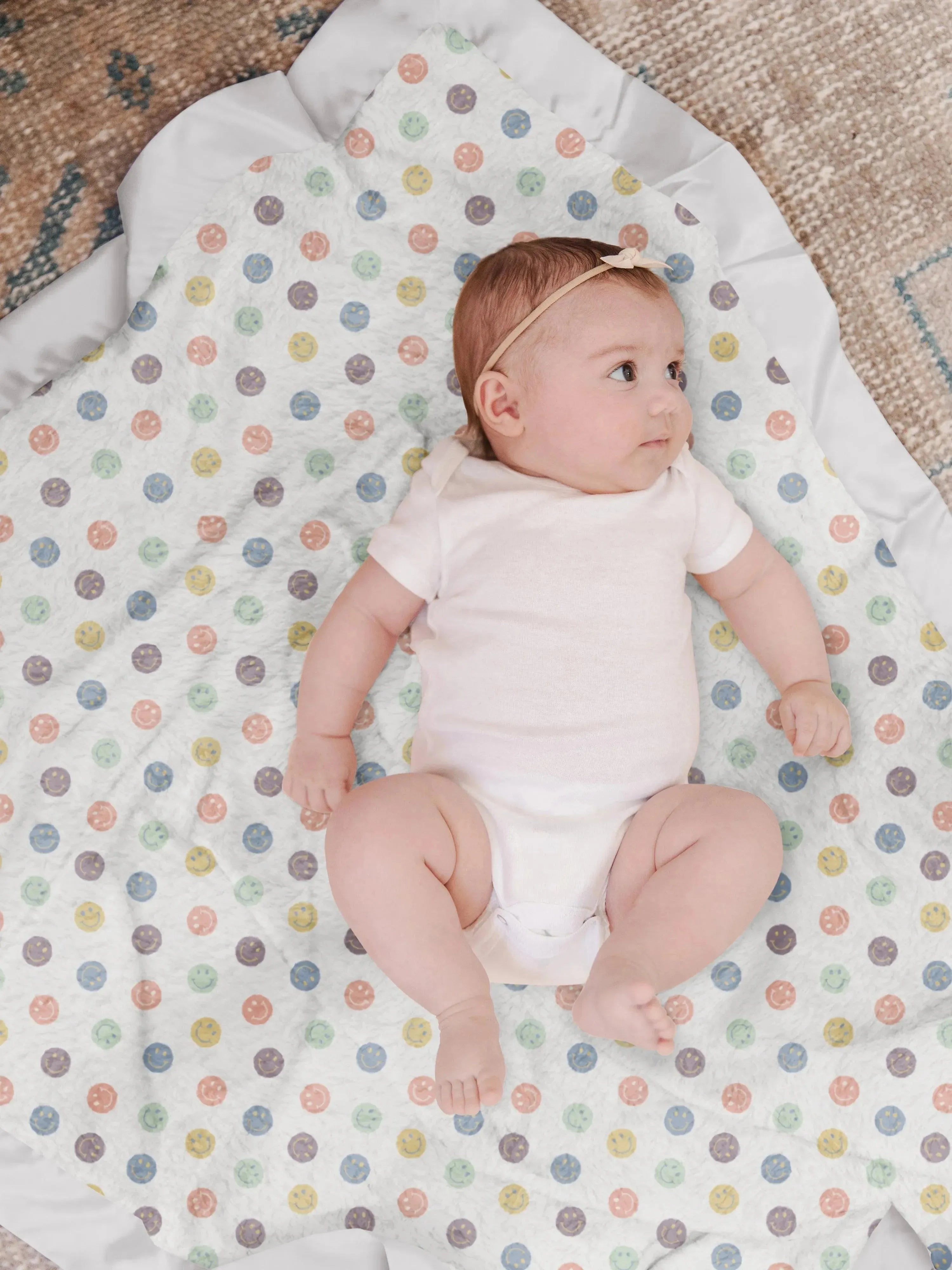 Cobertor de bebê reversível - Happy Baby Vibes