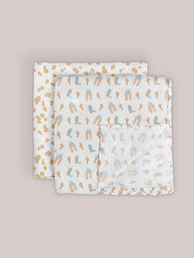 Swaddle Blanket Set, Howdy Partner Blue Image 2