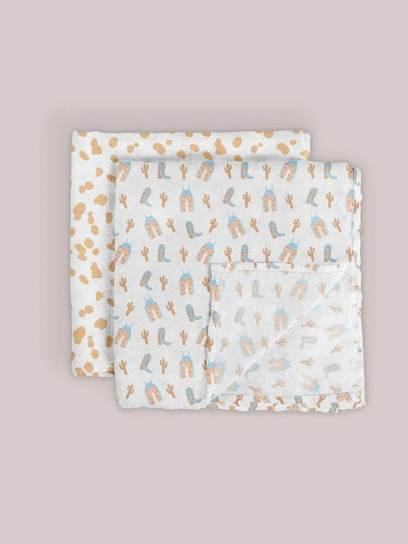 Conjunto de manta Swaddle - Howdy Partner Azul