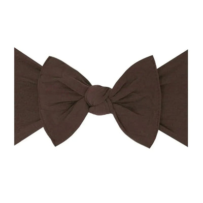 Brown knotted fabric baby headband bow by Baby Bling Bows