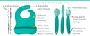 Conjunto de babador e utensílio para bebê ocupado